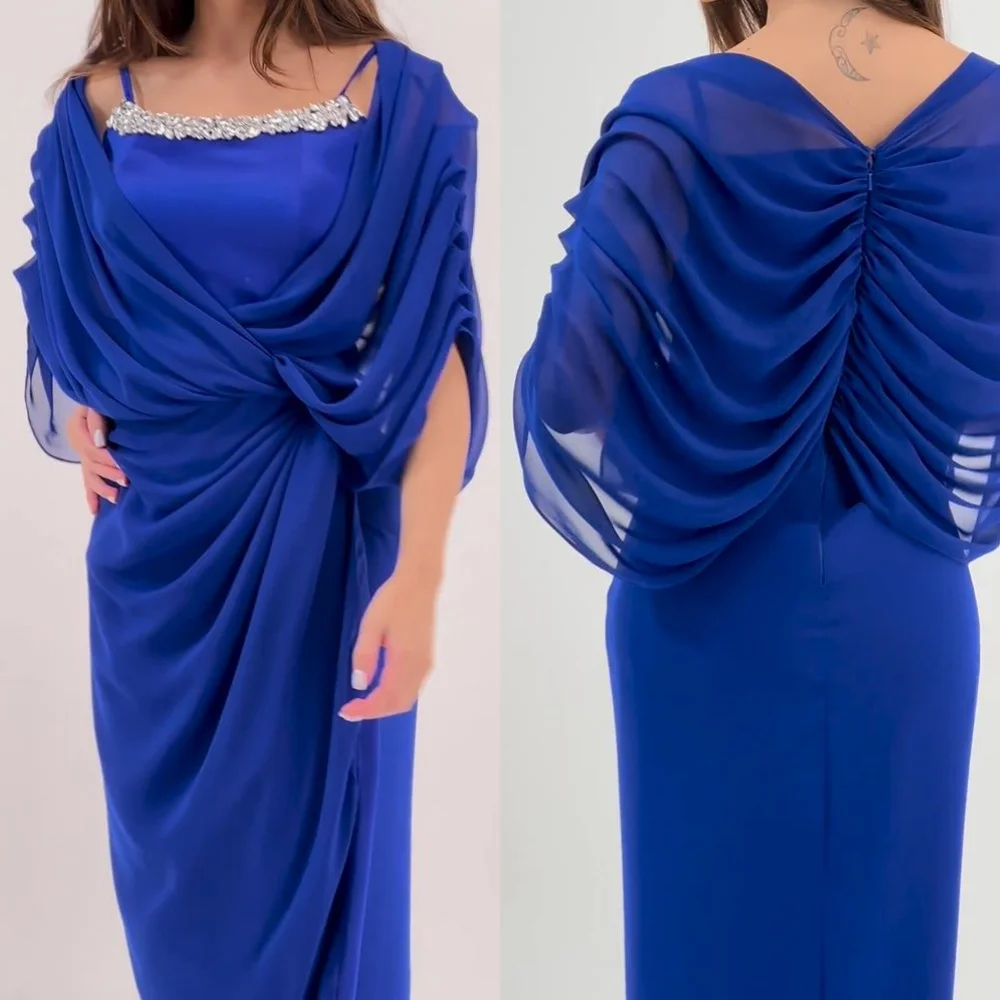 

Prom Dress Saudi Arabia Evening Jersey Pleat Beading Draped Beach A-line Square Collar Bespoke Occasion Gown Midi Dresses