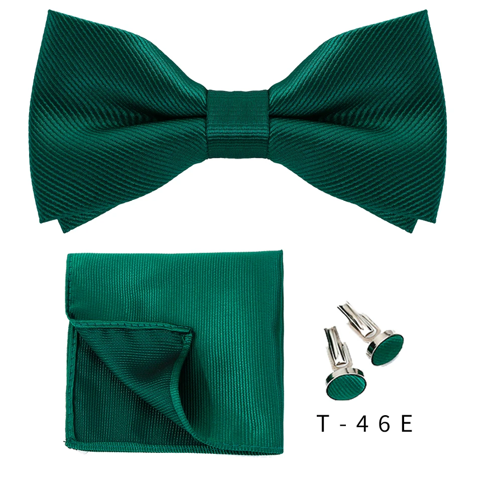 Männer Krawatten Set einfarbige Fliege Krawatte Manschetten knöpfe Taschentuch Mode Schmetterling Party Hochzeit Fliege für Männer Hemd Accessoires – Detail 21