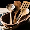 Set de utensilios de cocina de madera de teca: 4 a 9 piezas con soporte | Emoape