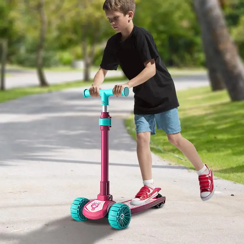 Kids Scooter Adjustable Height Foldable Children Kick Scooter With Foot Brake Boys And Girls Aged 2-12 Years Old Outdoor Cycling