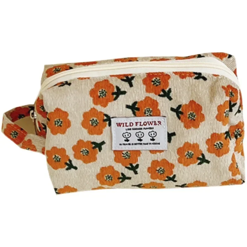 Women Cosmetic Bag Corduroy Flower Lipsticks Makeup Bag Korean Student Pencil Case Travel Makeup Brushes Neceser Organizer makeup organizer,cosmetic bag,pencil case,cosmetic storage bag,makeup bag,cosmetic case