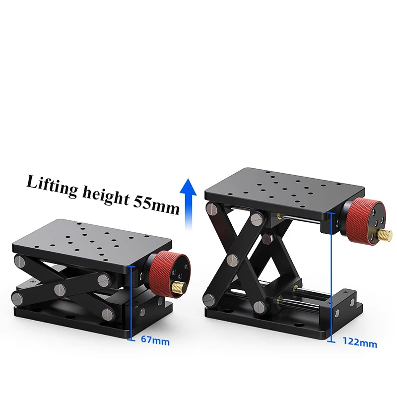 Aluminum Alloy Precise Manual Lift Platform Lab Jack Elevator Scissor Type Lifting Travel 55mm