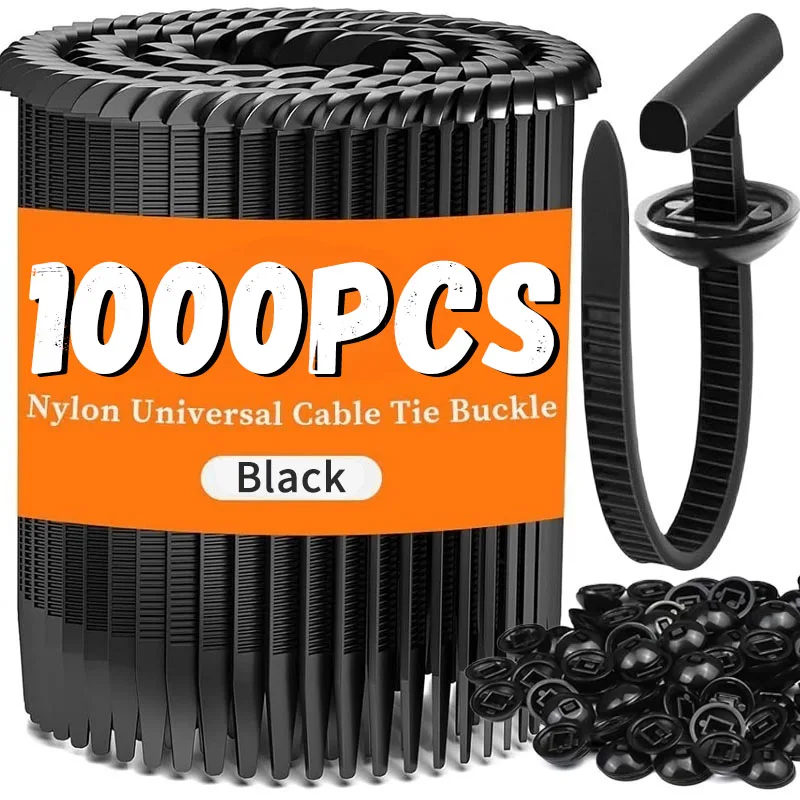 1000-100set Self-locking Universal Nylon Cable Tie Buckle Heavy Duty Zip Ties with Pin & Button Car Daily Repair Fastening Strap 1000-100set Self-locking Universal Nylon Cable Tie Buckle Heavy Duty Zip Ties with Pin & Button Car Daily Repair Fastening Strap