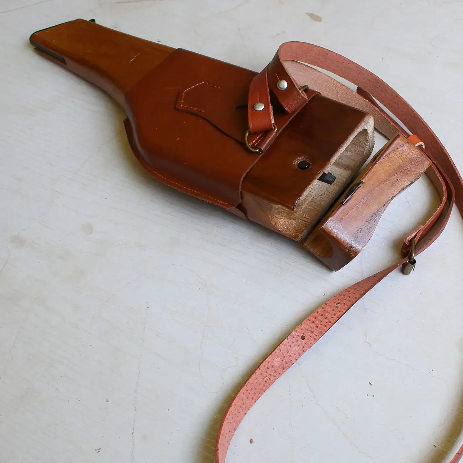BROOMHANDLE GERMAN MAUSER C96 WOOD SHOULDER HOLSTER BUTT STOCK WANG1.WW2