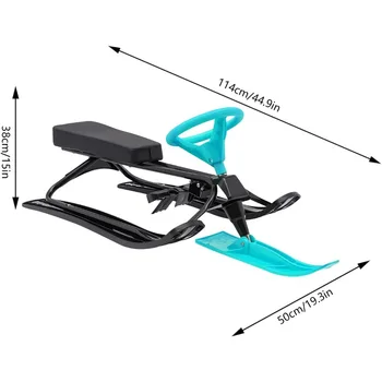 Ski Sled Slider Board with Steering Wheel Twin Brakes Heavy Duty Snow Slider Board for Kids Age 4 & Up Teenagers Adults 3