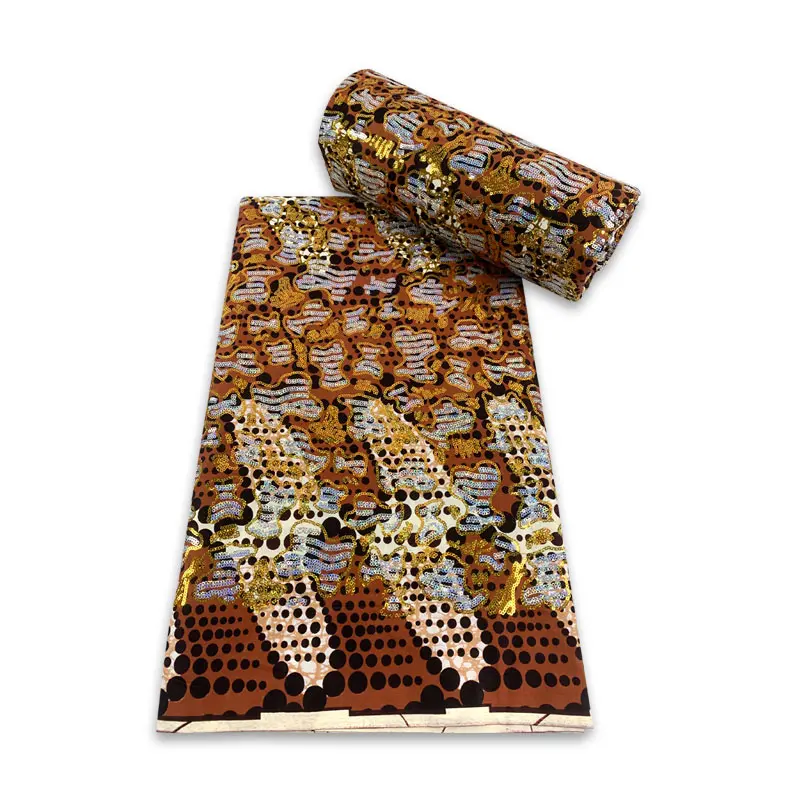 

2023 Ankara Nigeria Wax Print Fabric Embroidery Block Sequin wax Print african dress for christmas party C2