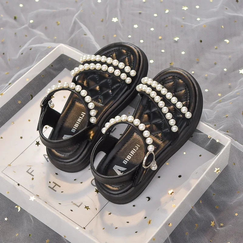 Girls Summer Sandals Kids Open Toe Pearl Shoes