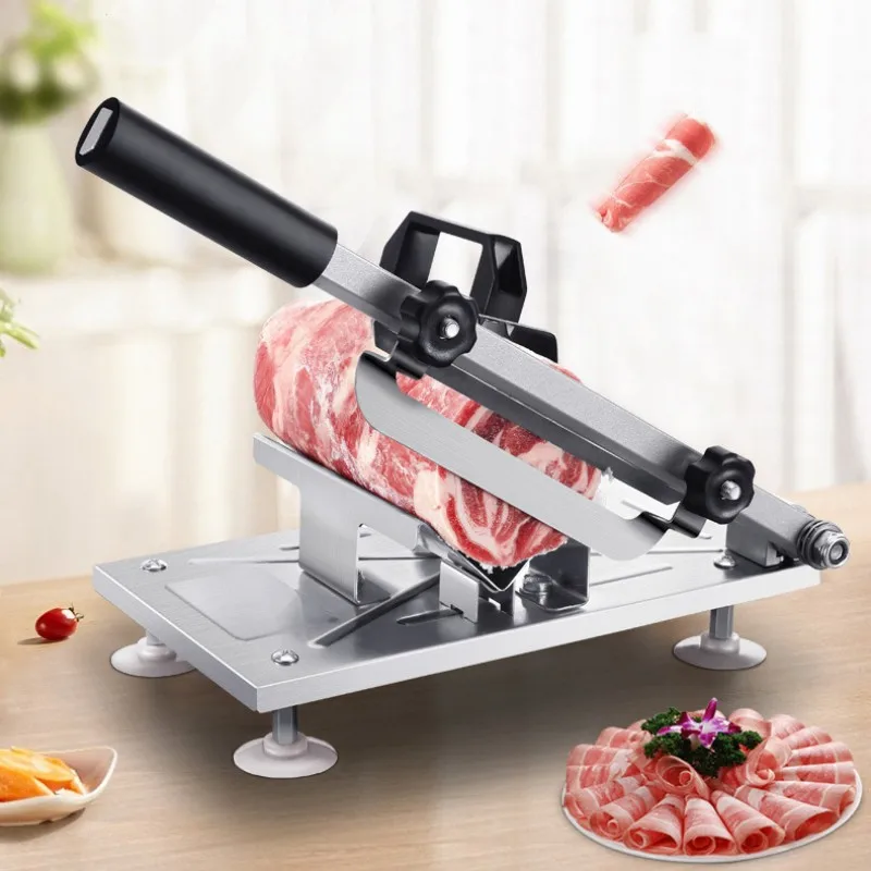 

Home Kitchen Frozen Meat Slicer Manual Stainless Steel Lamb Beef Cutter Slicing Machine Automatic Meat Delivery Nonslip Handle