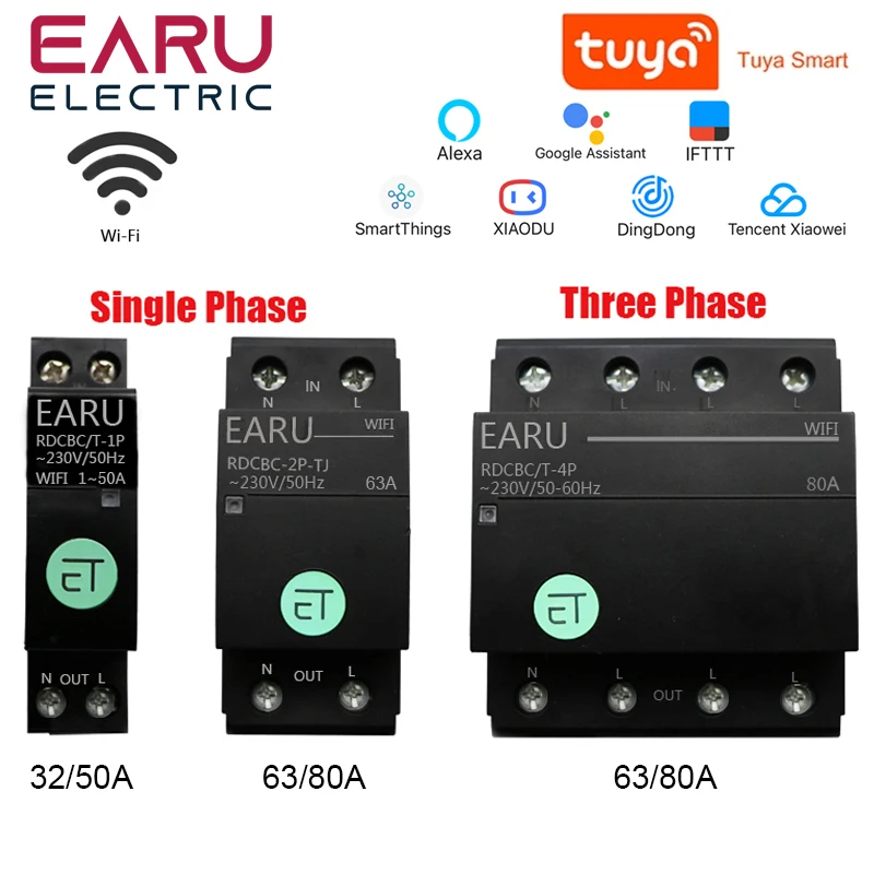 Disyuntor inteligente WiFi, temporizador de tiempo, interruptor de relé,  casa inteligente, Control remoto por voz por aplicación Tuya, funciona con  Alexa y Google Home