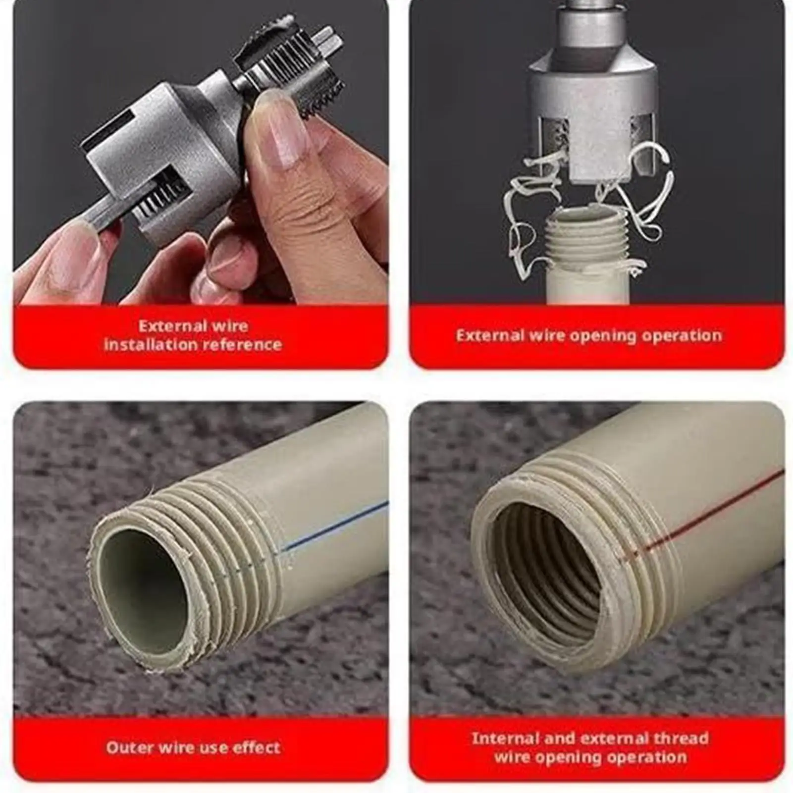 Steel Water Pipe Threader 1/2&3/4 Water PipeInternal External Pipes Threading Tools Waterpipe Thread Wire Opener Tap Tapping Kit