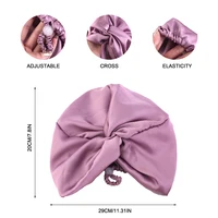 New Silk Turban Bonnets For Women Adjustable Twisted Sleeping Night Cap Stretch Chemo Head Wrap Cap For Curly Ladies 2