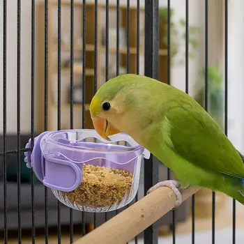 Cibo per uccelli Ciotola per acqua Tazza di alimentazione Piccioni per uccelli Gabbia per canari Alimentatore Pappagallo Animale domestico Aviario Ganci in acciaio inossidabile Contenitore per bere