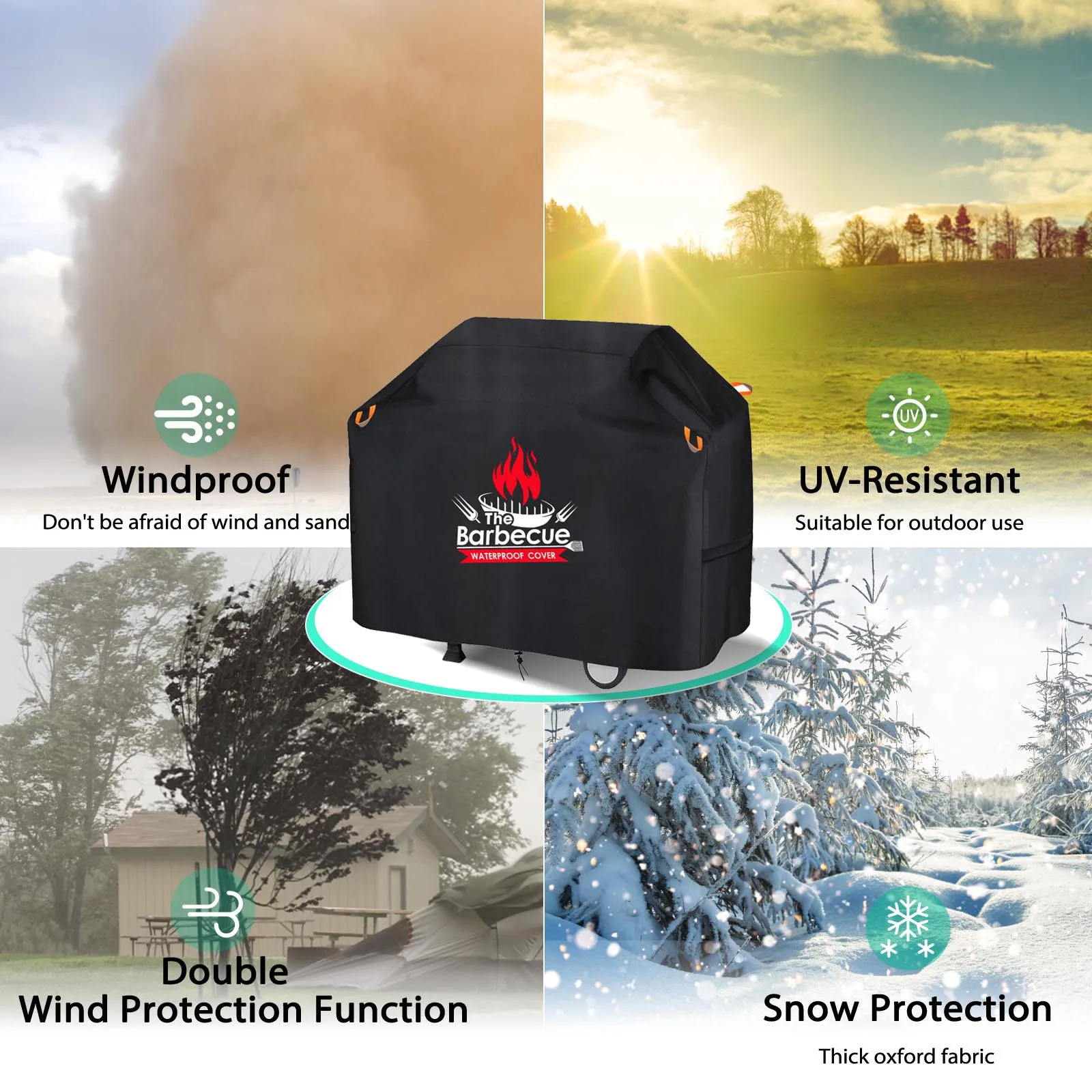 420D Oxford Fabric BBQ Cover Waterproof/Rip-Proof/Dustproof/UV-Resistant For Weber Brinkmann Char-Broil(5 Size) bbq grill cover