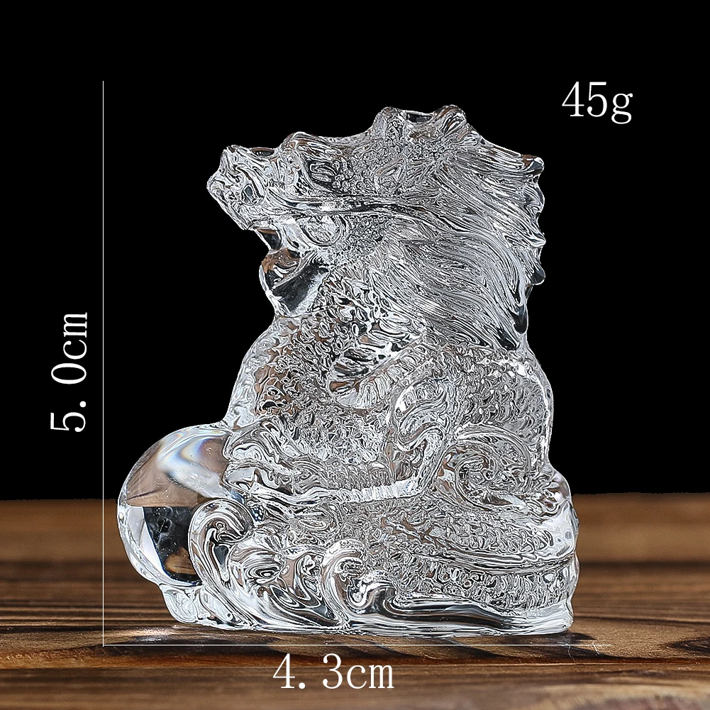 LONGWIN Crystal Dragon Statue Hand Blown Glass Chinese Dragon Figurines Lucky Feng Shui Home Decor 5.9 Inch