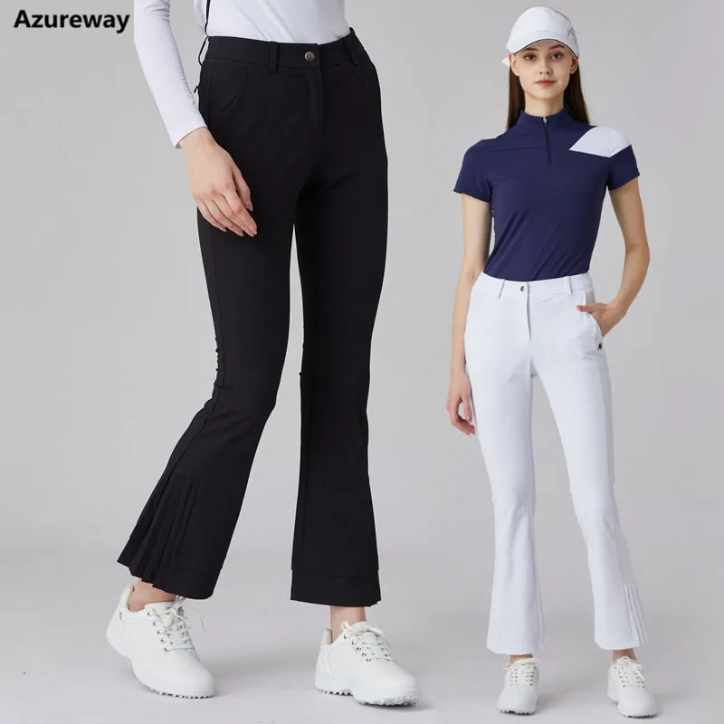 

Azureway Korean Breathable Elastic Golf Wear Female Summer Slim Golf Flared Trousers Women Casual Fast Dry Sports Pants S-XXL