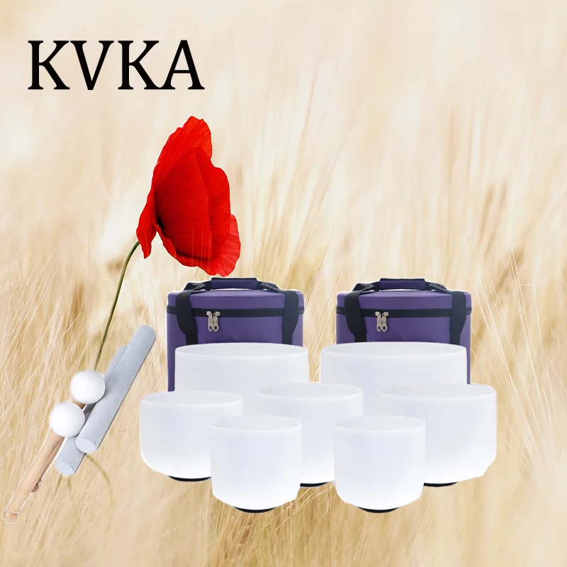 KVKA-Frosted Quartz Crystal Singing Bowl, 440Hz, 432Hz, 6 