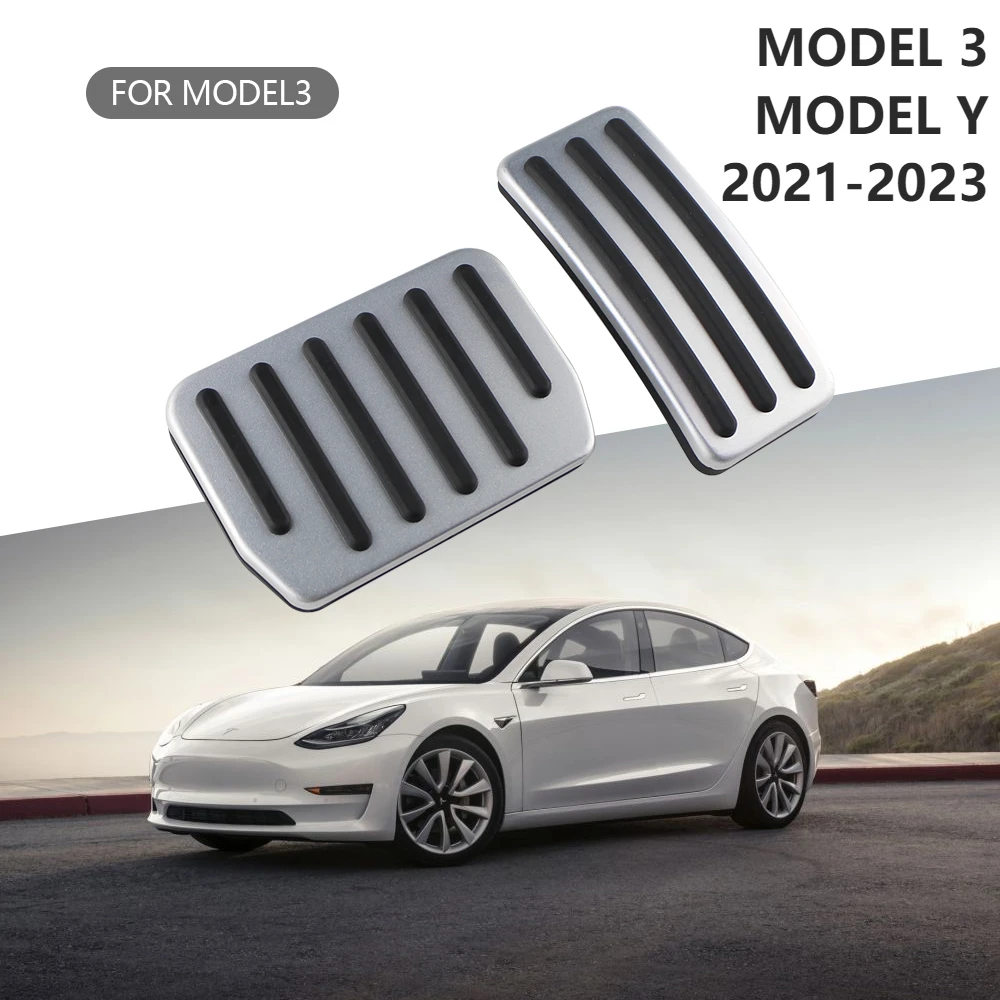 AluminiumATCarFootPedalPadsCoversforTeslaModel3Y20212023