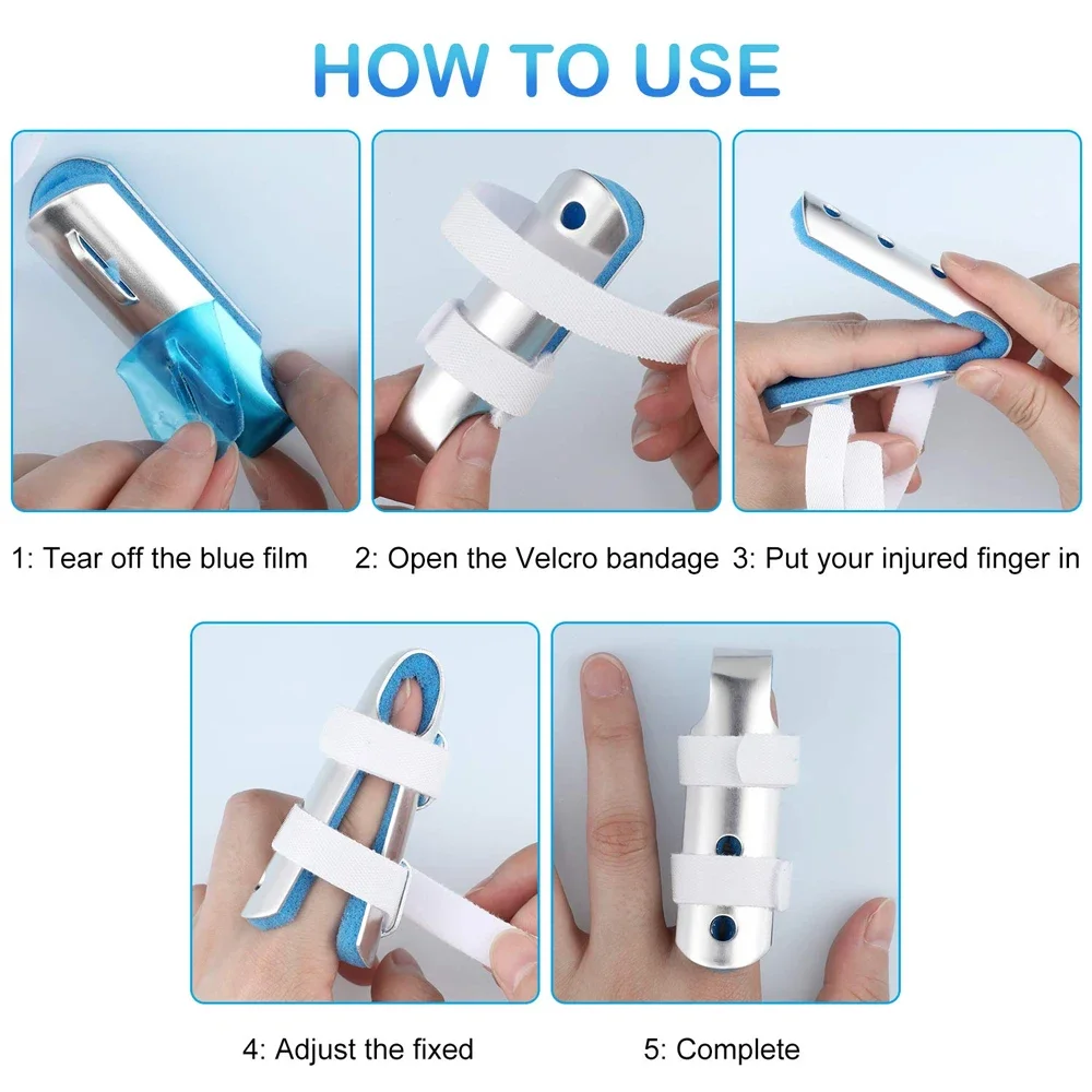 Finger Splints Thumb for Broken/Injured Fingers Stabilization Aluminum Finger Splint Adjustable for Mallet Fingers 1Pc