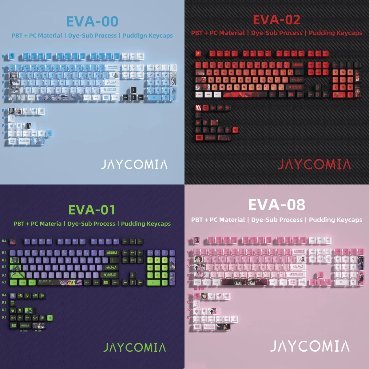 

Колпачки для клавиш EVA 01 00 02 08 PBT OEM профиль большой набор колпачки для клавиш краски Sub для механической клавиатуры Деревообработка Hi75 Leobog