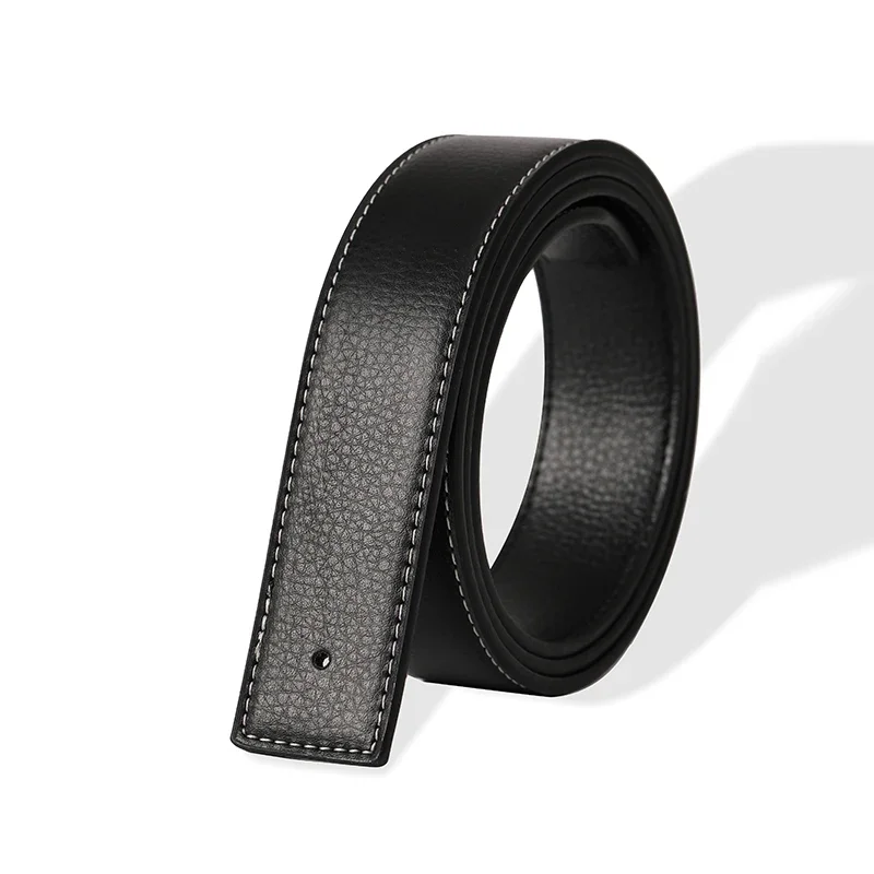Hochwertiger verstellbarer Riemen, 3,8 cm großer PU-Ledergürtel ohne Schnalle – Unisex-Gürtel mit glatter Nadelverschluss für Männer und Frauen – Detail 6