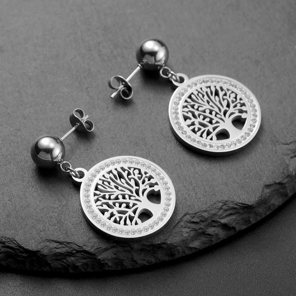 AOBOCO Orecchini Pendenti Albero Della Vita – Argento Sterling 925 Con Cristallo E Conchiglia Abalone, Simbolo Celtico