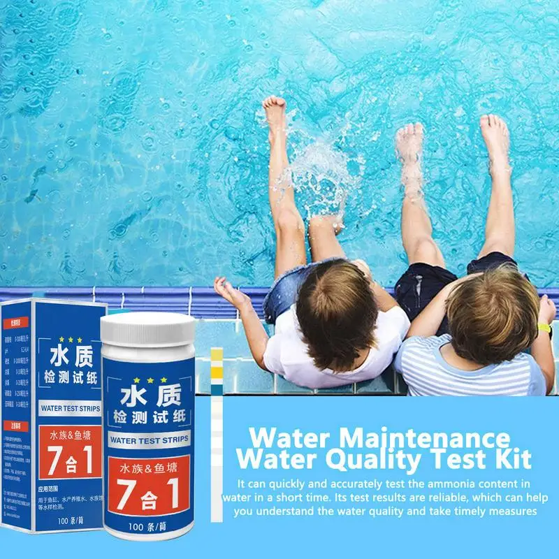 Aquarium Water Test Kit Quick And Accurate Pool Test Strips 7 In 1 Hot Tubs Swimming Pool And Spa Tester for Residual Chlorine