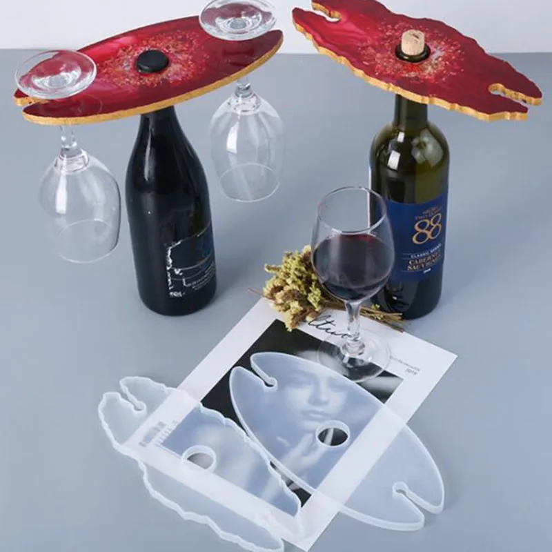 

DIY Wine Rack Silicone Resin Molds Serving Tray Wine Glass Bottle Holder Whiskey Beer Cup Storage Shelf Barware Home Decor Mould