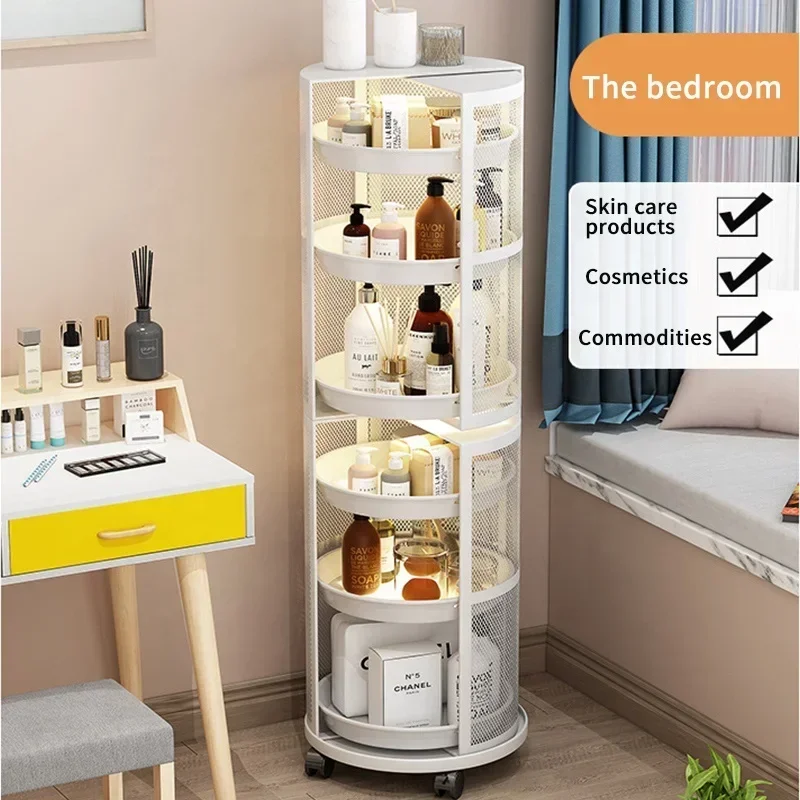 Luxury Kitchen Multifunctional Organizer Storage Vegetable Rack Cabinet Corner Rotatable Shelf With Door Wheeled Mobile Trolley