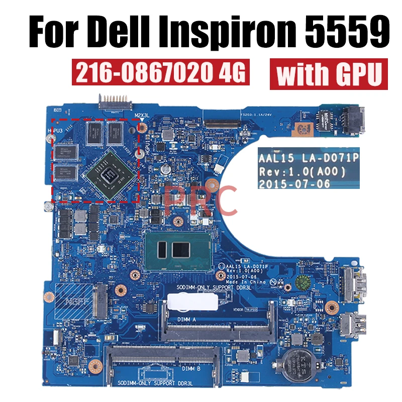 Placa-mãe do Portátil para Dell Mainboard Dell Inspiron 5759 5459 5559 La-d071p 0yvt1c 086v8h 0px6jh 0f1j0w 0vyvp1 i3 i5 i7 6o Caderno - Imagem 3