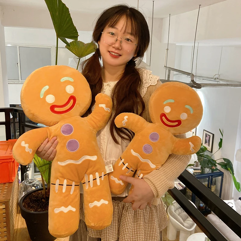 Cartoon Gingerbread Man Plush Toy Biscuit Peluche Stuffed Cookie Soft Doll Room Decoration Birthday Gifts