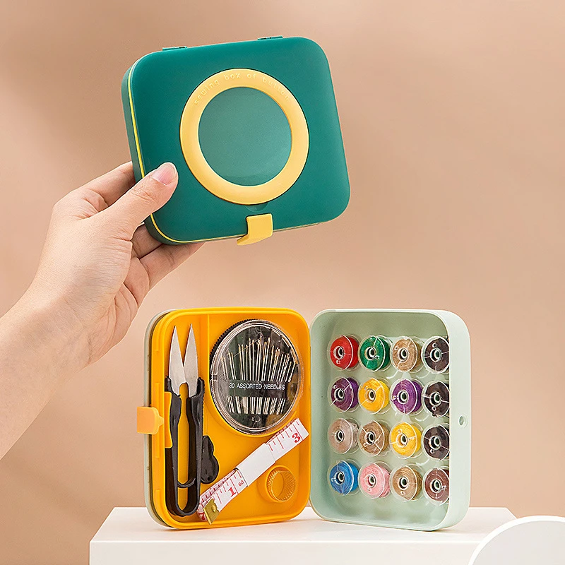 Plastic Portable Sewing Kit Needle Thread Button Pin Scissor Thimble Combination Set Knitting Tool Household DIY Sewing Supplies sewing accessories sewing kit hand knitting kit