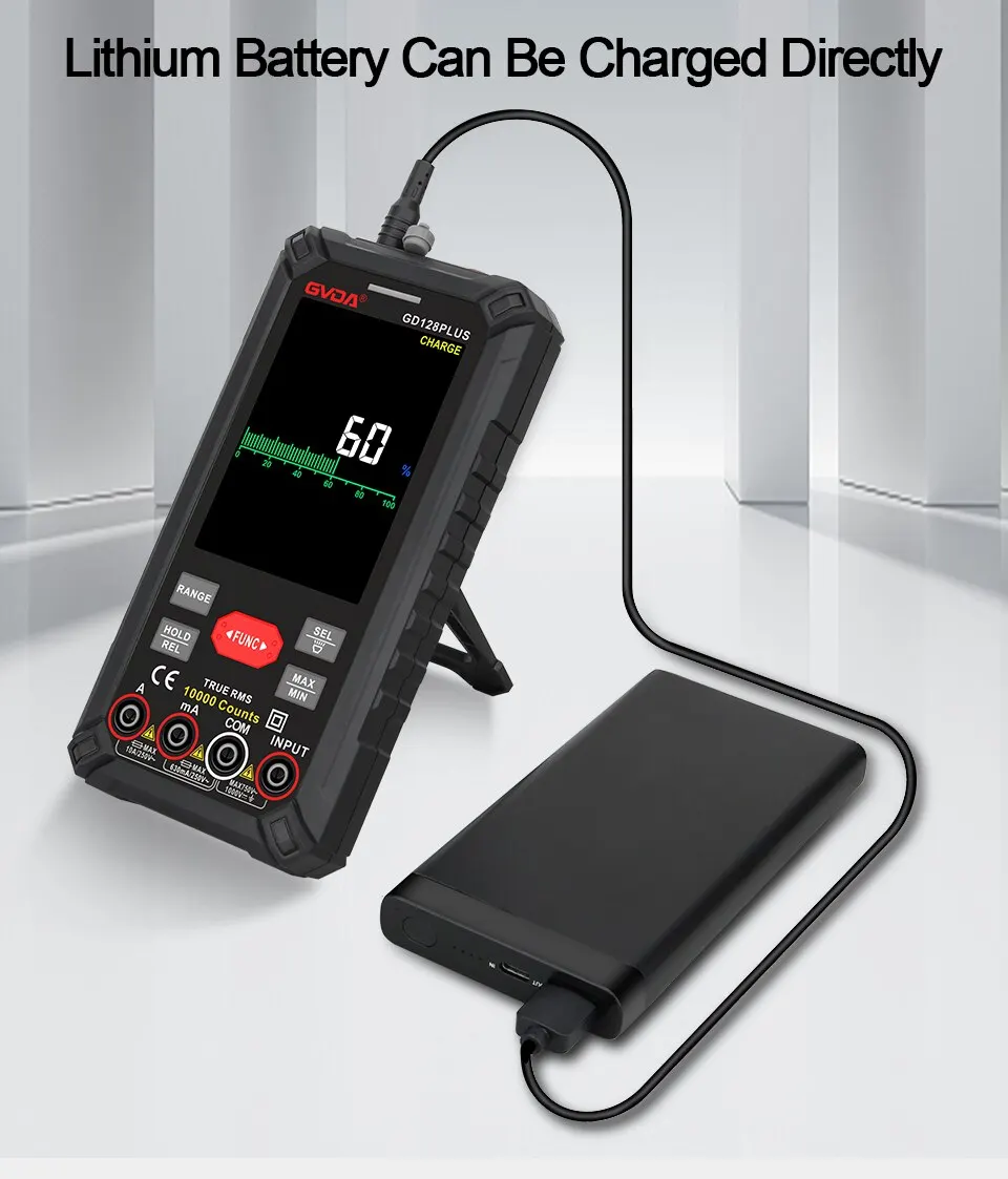 Smart Rechargeable Digital Multimeter True RMS 9999 Counts 1000V 10 ADC AC Voltage Current Multimetro Color LCD Multitester