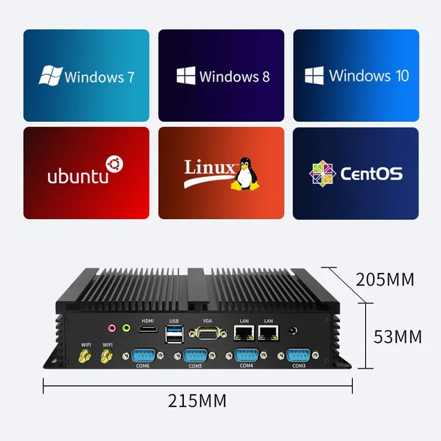 TexHoo Mini PC Computer Intel Core i7-10750H i5-10300H Windows 10 Pro Linux System Unit Minisforum Industrial ITX RS232 COM RJ45 6