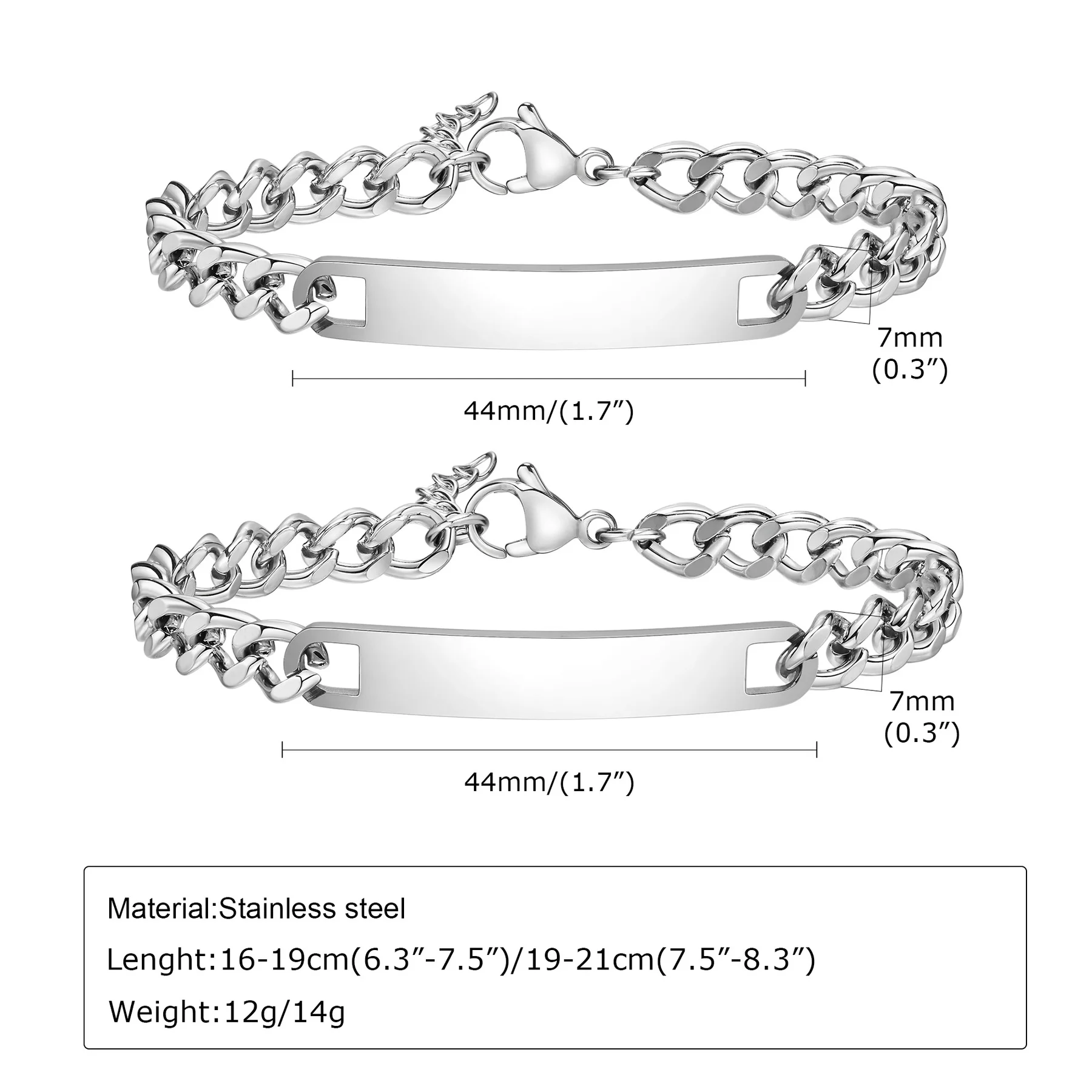 Sterling Silver Couples Bracelets, Custom Boyfriend Couple