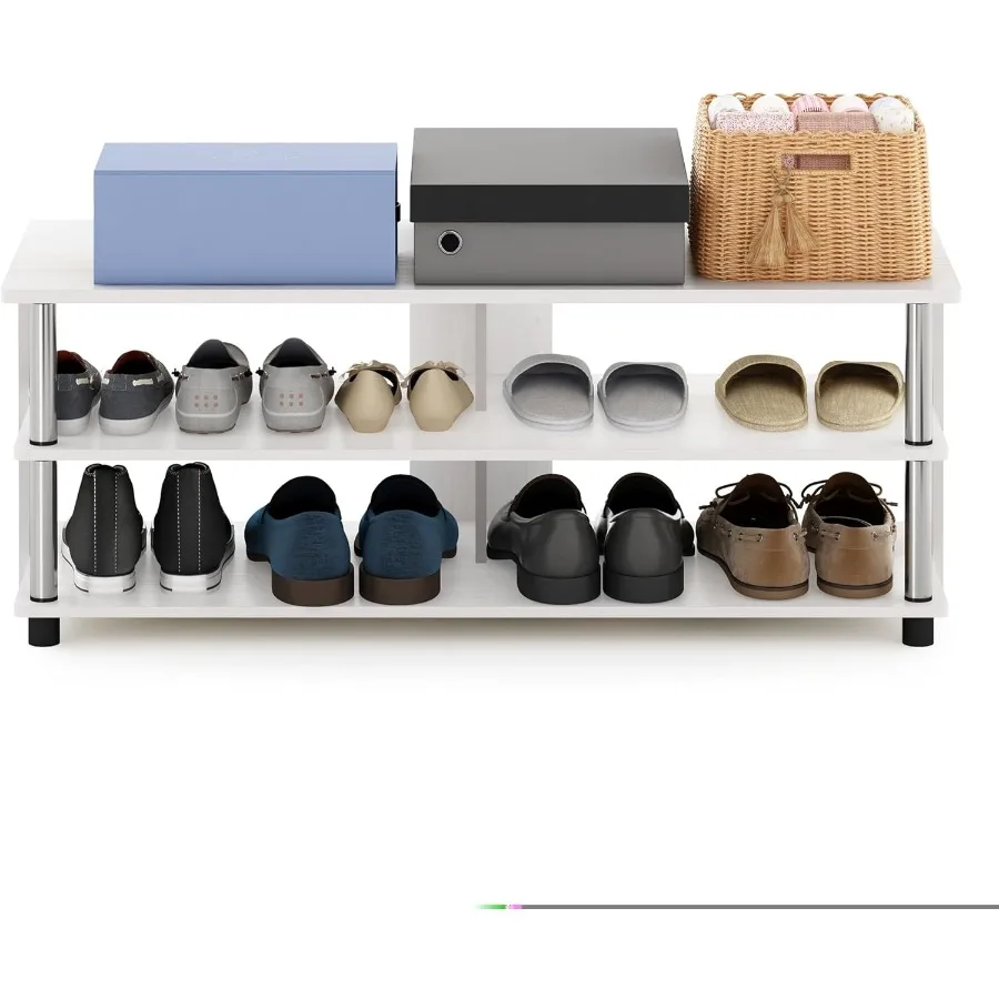 TurnNTube 3Tier Compact Open Storage Shoe Rack for Closet Entryway Stainless Steel Tubes