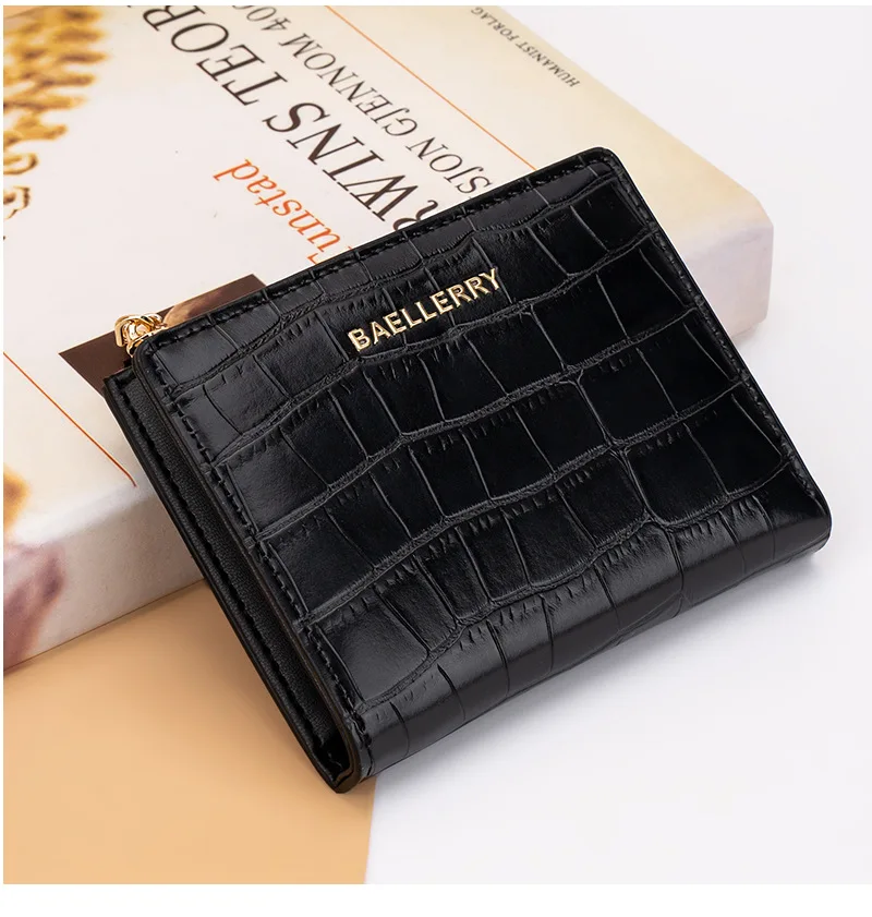 Baellerry Fashion Crocodile Pattern Women Wallet Multi Functional Card Bag Photo Folder Zero Wallet for Women's Birthday Gift