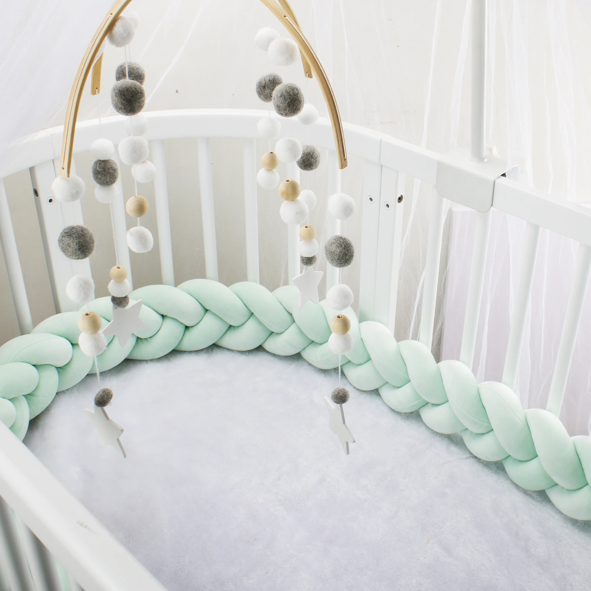 Baby Bed Bumper 1M/2M/3M Infant Cradle Pillow Cushion Braid Knot Bumper Crib Protector Room Decor Tour De Lit Bebe Tresse