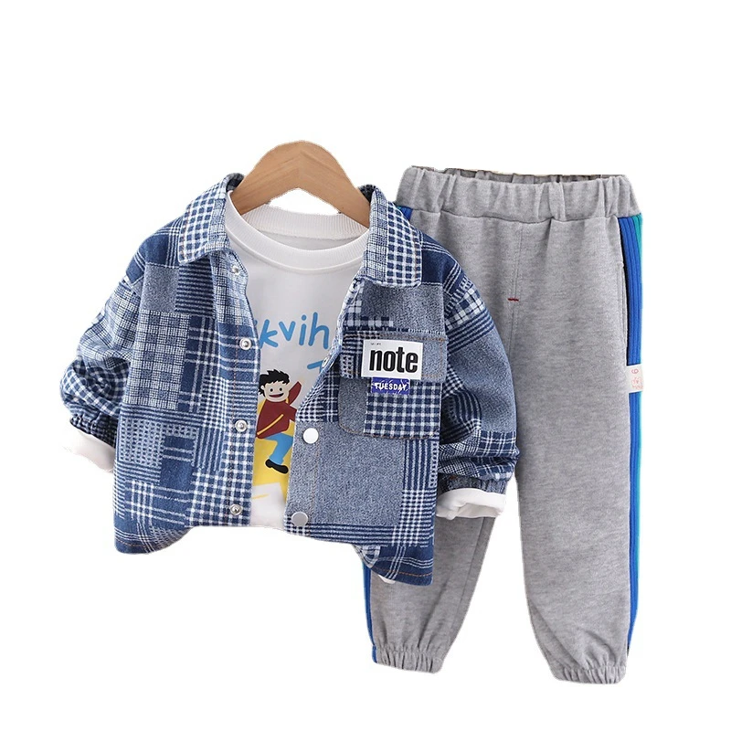 

New Autumn Baby Clothes Children Girls Boys Casual Coat T-Shirt Pants 3Pcs/Sets Toddler Fashion Sports Costume Kids Sportswear