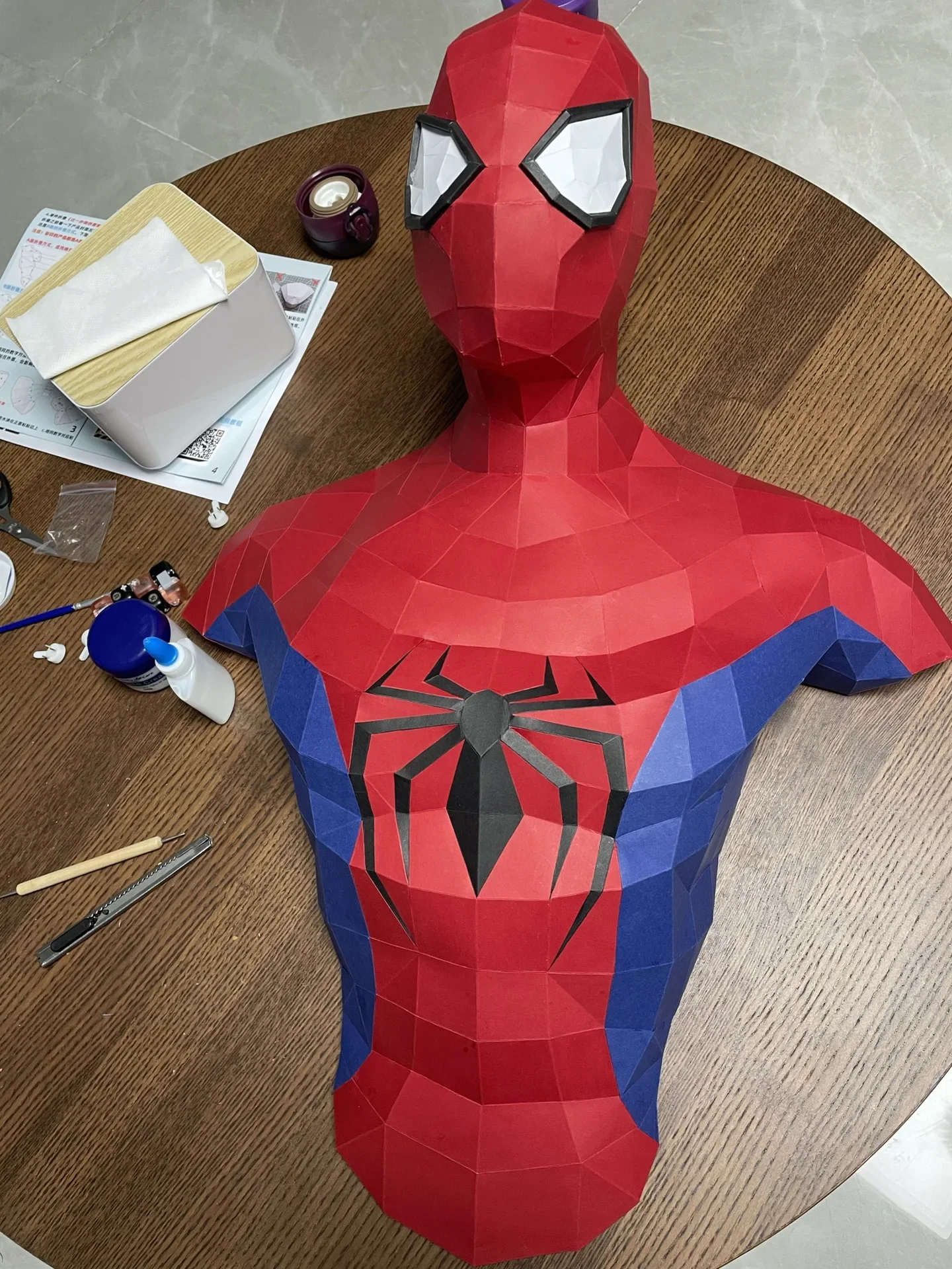 DIY 캡틴 아메리카 스파이더 히어로 3D 퍼즐 종이 모델, 조각상 걸이식 벽 장식, 수제 기하학적 종이 접기 모델