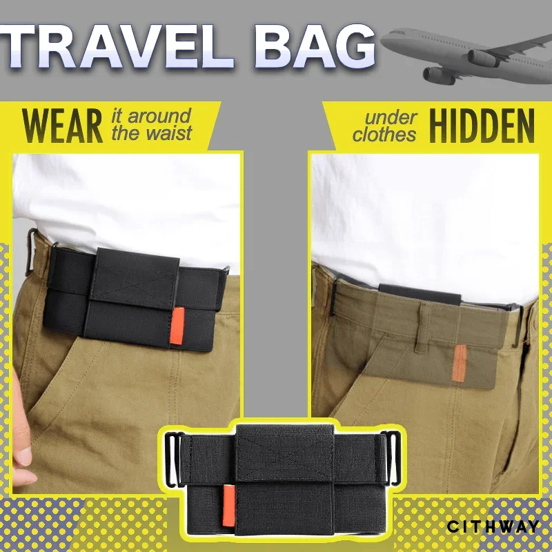 Borsa per telefono in vita elastica da viaggio per esercizi borsa per cintura invisibile per portafoglio borsa per carte portatile porta passaporto organizzatori per esterni - immagine 3
