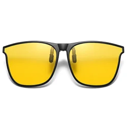 Unisex Vintage Photochromic Clip - On Polarized Sunglasses for Day and Night Driving (Night Vision)