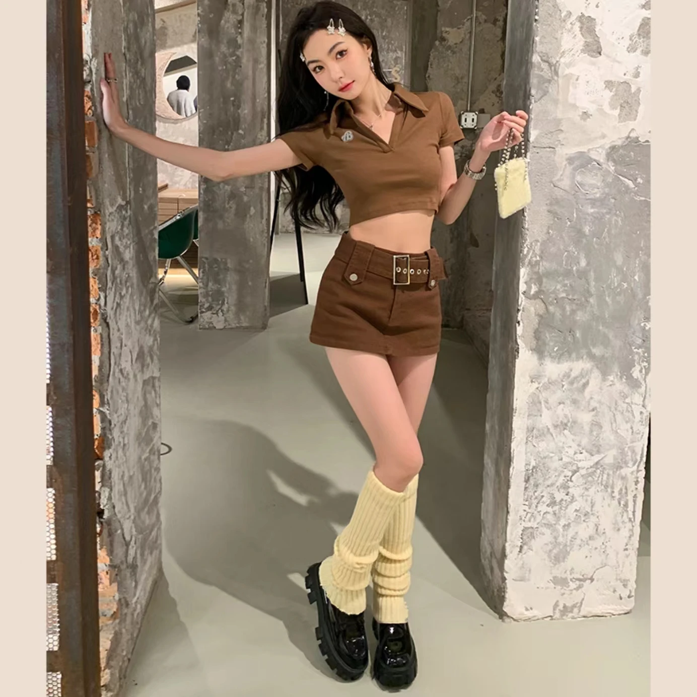 Summer Vintage Women's Mini Skirt Cargo Skirt Y2K Low Waist Button Skinny Jeans Skirt Athleisure Flared Female Skirt