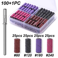 100+1PC Bandes de ponçage à 4 grains avec mini mandrin, tête de ponçage pour ongles de 3 mm, pour machine de ponçage électrique, outils de manucure et nail art 1