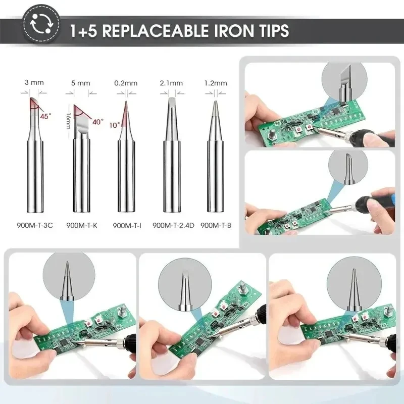 7-piece Adjustable Temperature Electric Soldering Iron Set 220V 60W