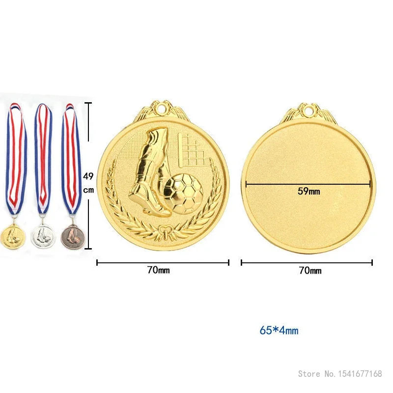 Customized, Football Style Neck Hanging Medal Zinc Alloy, Gold, Silver and Copper, Home Decor Accessories, Sports, General, 5Pcs