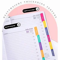 Планировщик Jan-Dec 2026, блокнот на испанском/английском языке, A5, чехол из искусственной кожи, школьный план повестки дня, еженедельный ежемесячный органайзер для дневника — изображение 4