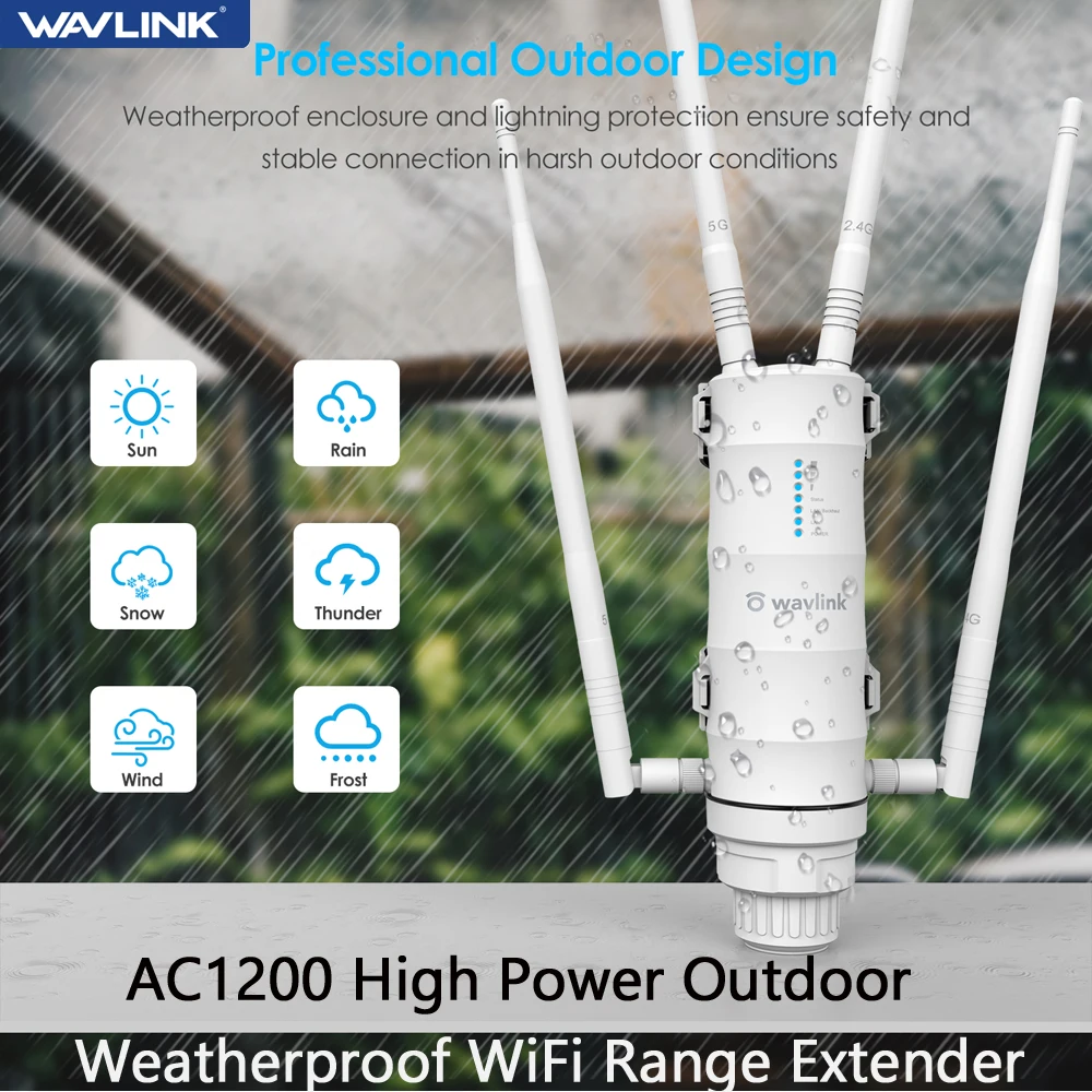 Wavlink AC1200 High Power Outdoor Weatherproof WiFi Range Extender/AP