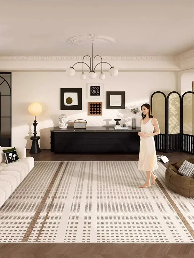 Bohemia Living Room Carpet Black and White Striped Decorative Rug Line Art Bedroom Rugs Large Size Easy To Clean Balcony Carpets 5
