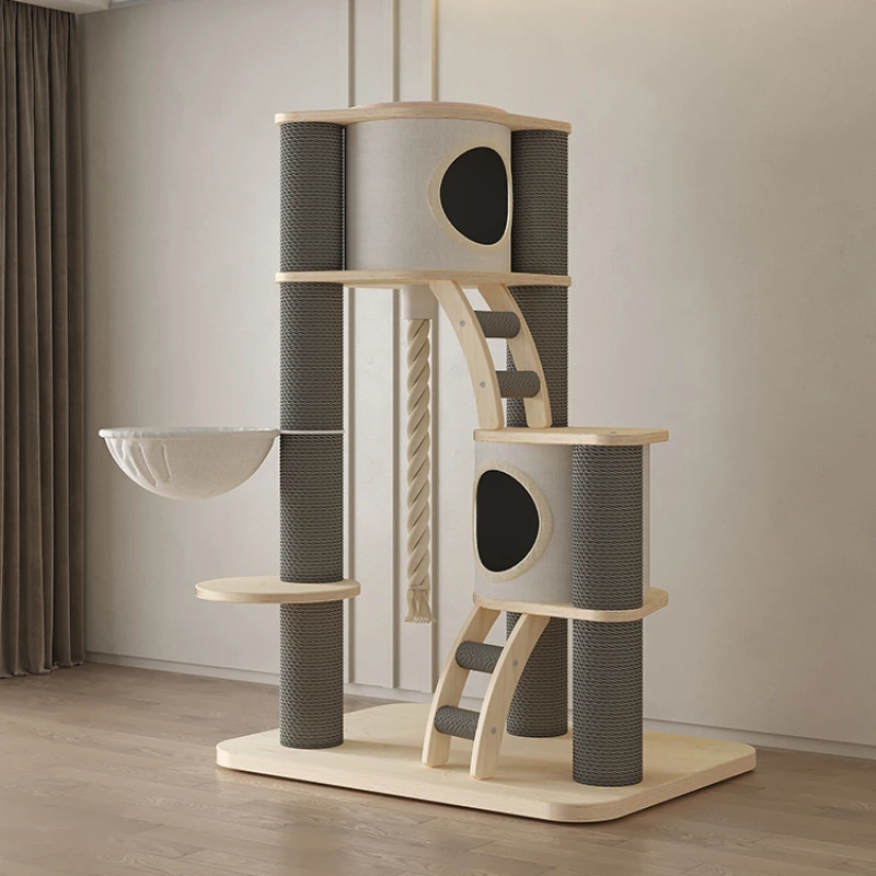 

Роскошная рама для кошек из массива дерева, супер большая многофункциональная гнездо для кошек Tianzhu, интегрированная Когтеточка, кошачье дерево, вилла