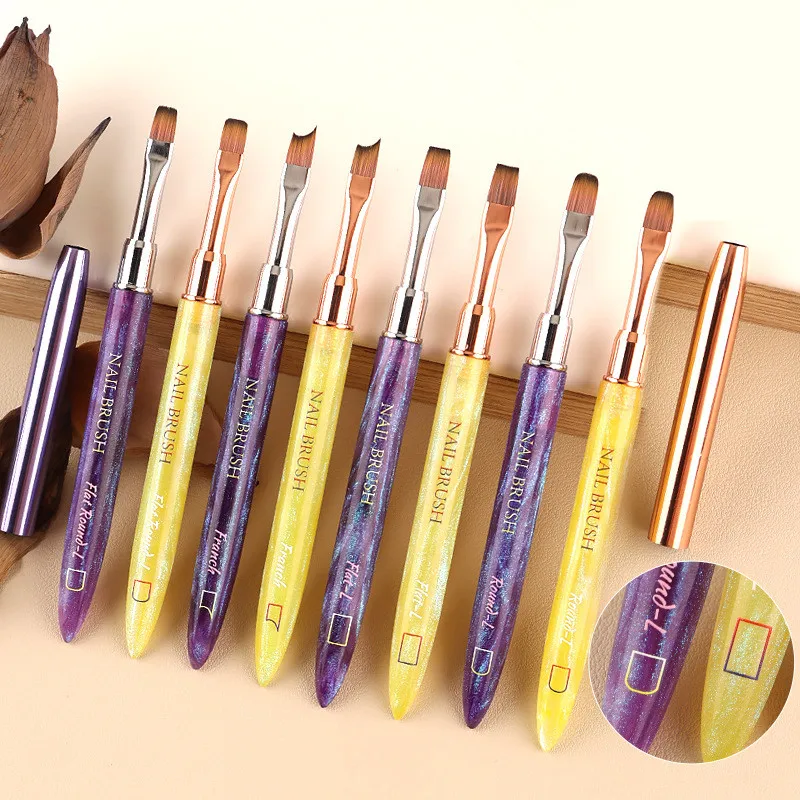 1PC Gel Brush Oval & Flat UV Gel Nail Art Brush Professional Design Brushes Salon Home DIY Manicure 6